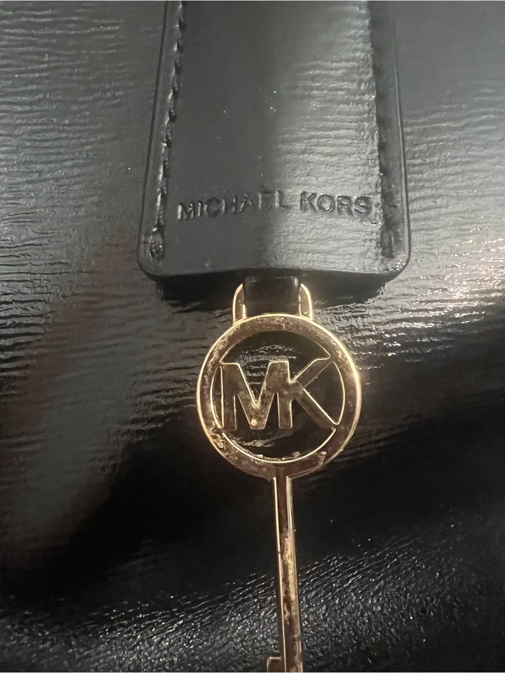 Michael Kors Black Leather Tote with Gold Hardware